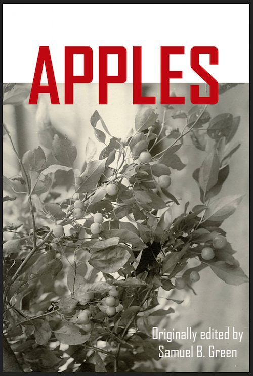 Cover image of Apples book with black and white photo of crab apples